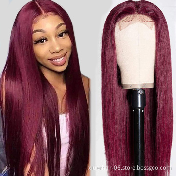 Processed 250 Density Glueless Transparent 4*4 Closure 18 26 30 Inches Pink Blue Red Women Pure Human Hair Wigs Vendor